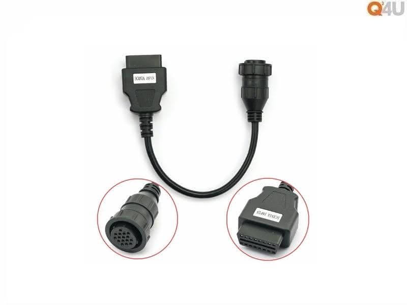 Verloopkabel OBD - OBD2 16 pin (rond) naar 16 pin voor Daf en Scania