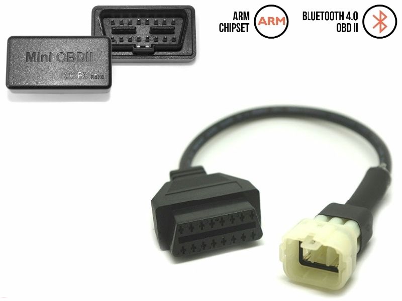 Diagnose set voor Kawasaki motoren (6 pin), draadloos voor Android en IOS