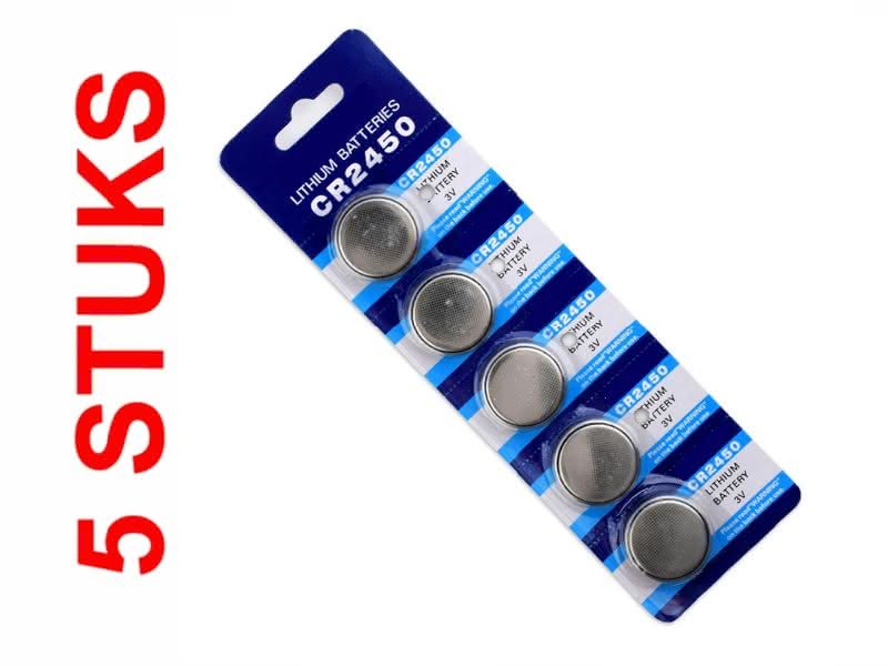 Knoopcelbatterij CR2450, 5 stuks voor auto afstandsbediening