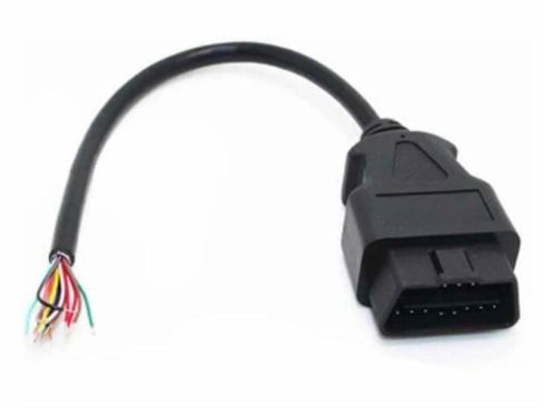 OBD2 kabel open, male connector. 16 aders