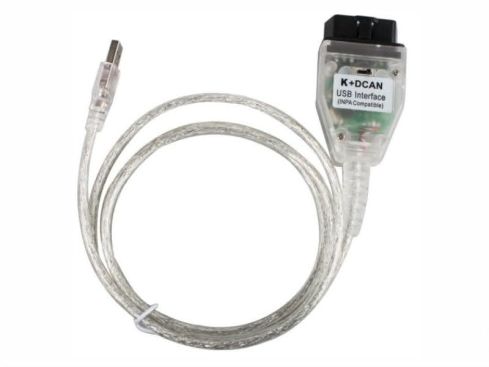 OBD2 kabel, K+D CAN met knop, USB, geschikt voor BMW en Mini