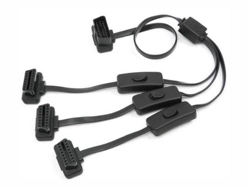 OBD2 kabel 1x Male naar -3x Female, met schakelaar