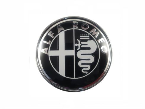 Alfa Romeo logo zwart - zilver model, 74 mm - 2 stuks